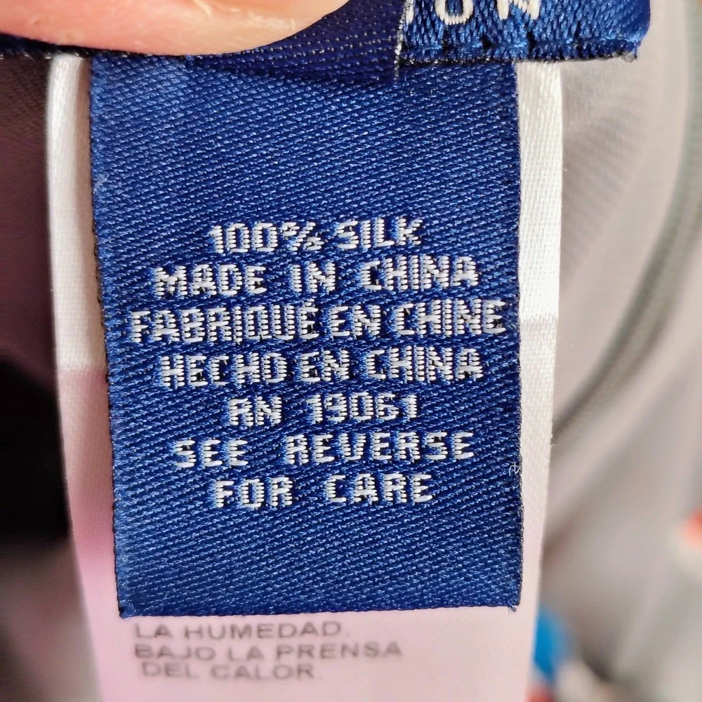 Silk Geometric Circle Print Maxi Skirt Red Blue Grey Size 10 Wrap Front Slit - Picture 10 of 13